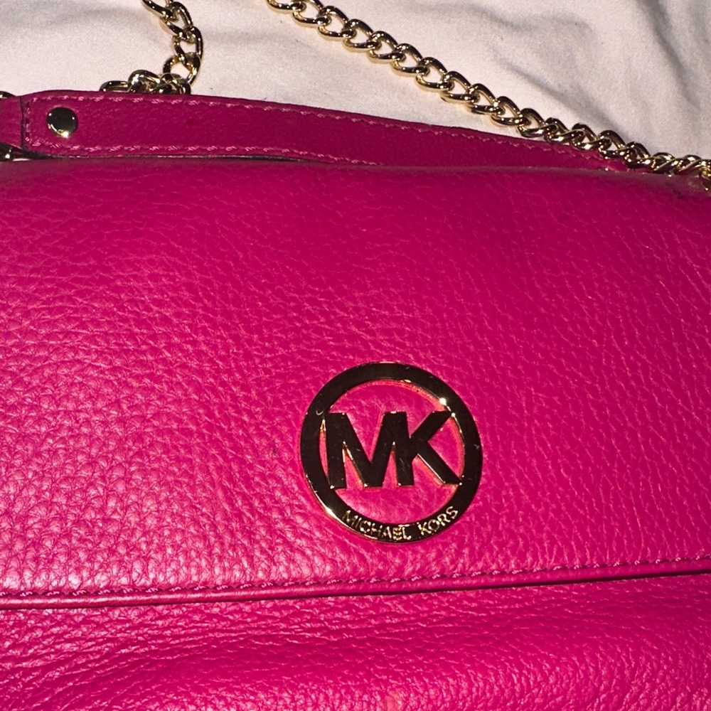 Michael Kors raspberry Crossbody Bag with Gold Chain
